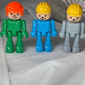3Vintage Playmobil Construction worker Figures.